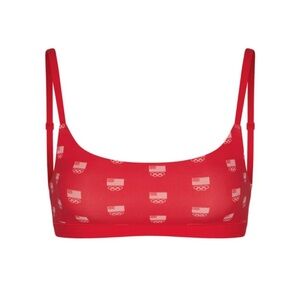 SKIMS Red Team USA Olympics Red Sports Bra with Flag pattern. Size L
